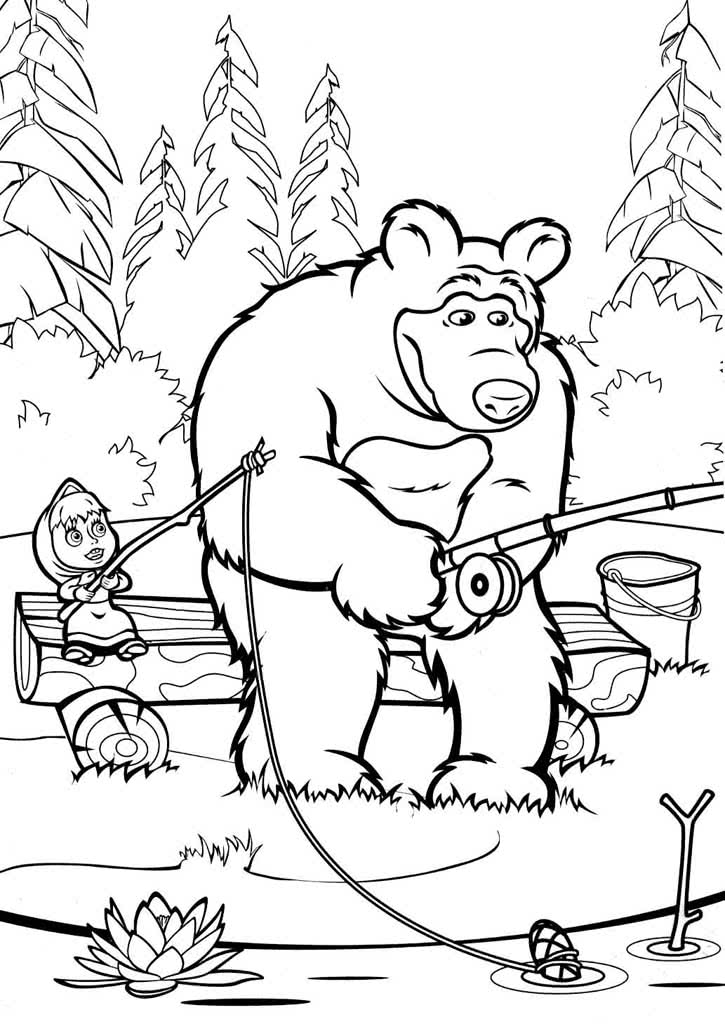 Раскраски Маша и Медведь