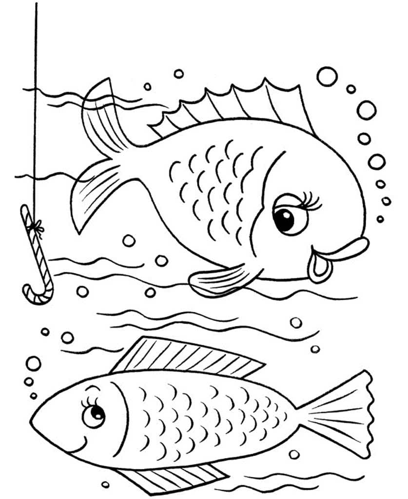 Раскраски рыбы и морские обитатели